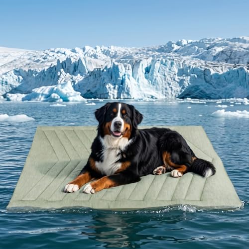 Cooling Mat for Dogs, 150x102cm No Gel Dog Cooling Mat, Cool Fabric Top & Velvet Back Giant Dog Blanket, Washable, Pet Cooling Mat for Dog & Cats, Summer Relief for Indoor Outdoor Crate Kennel - color: Ice Green, size: Size C (59.0"L x 40.0"W x 0.9"Th)