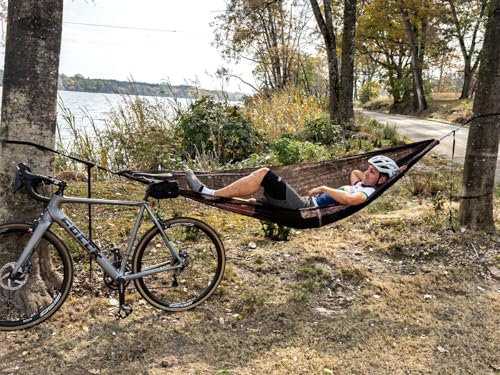 Night Cat Ultralight Pocket Hammock: Durable Tree Hammock Tear-Resistant HMPE Ripstop High Strength Fabric Only 0.66lb Max Load 330lbs Portable for Solo Hiking Backpacking