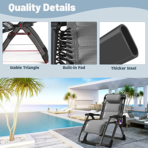 Slsy Zero Gravity Chair, Reclining Lounge Chair with Removable Tray for Indoor and Outdoor, Patio Recliner Folding Reclining Chair, Pacific Gray - color: Pacific Gray, style: Zero Gravity Chair