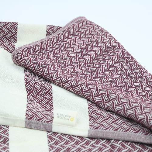 mysticalanatolia Turkish Beach Towel Oversized Cotton Sand Free Quick Dry Lightweight Peshtemal Large Travel Yoga Picnic Blanket Absorbent Compact 39x79 Burgundy - color: Burgundy