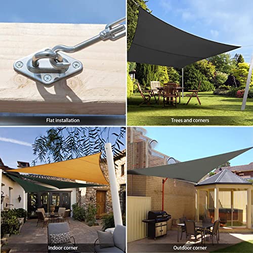 HYASIA Sun Shade Sail Hardware Kit 6 Inch for Rectangle & Triangle Shade Sail Install, Stainless Steel ShadeSail Fixing Accessories for Outdoor Patio Canopy Garden, Heavy Duty Awning Attachment 80 Set - color: Silver, size: M6-80PCS