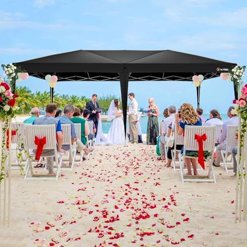 HOTEEL 10x20 Pop Up Canopy Tents for Parties with 6 Sidewalls & 8 Wind-Resistant Rods & Carry Bag, Outdoor Tent Easy Setup for Wedding, Patio Events, Commercial, Waterproof and UV50+ Protection,Black - color: Black, size: 13x26FT (+4 Walls)