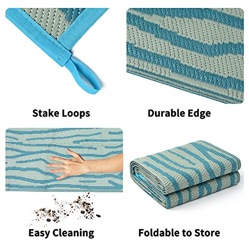 Boulder Bee Outdoor Rugs | Plastic Straw Rug | Waterproof Outdoor Camping Rugs | Quick Drying Picnic Rug | Sand Free Reversible Beach Mats | 5 x 8 Feet | 2.7 lb - color: Light Green, size: 5*8 Feet