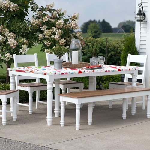 misaya Rectangle Vinyl Tablecloth, Fitted Table Cover, 100% Waterproof, Elastic Edge, Flannel Backing, Plastic Table Cloth Fit 8 Foot Folding Tables for Picnic, Camping, Outdoor (Flowers, 30x96 inch) - color: Off White, size: 96" x 30" (Rectangular)