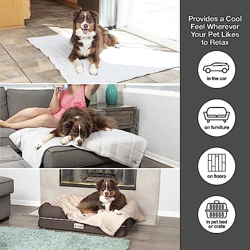 PetFusion Premium Cat and Dog Cooling Blanket, Lightweight Pet Blanket | Machine Washable | Multiple Sizes: for Pets Small to Extra-Large | Multiple Colors: Grey and Brown - color: Cool Grey, size: X-Large (46x60 inch)