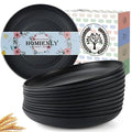 Homienly Deep Dinner Plate Set of 12 - Alternative to Plastic - Microwave & Dishwasher Safe - Wheat Straw Construction - Unbreakable - Ideal for Kids (Black, 9 inch) - color: 12 PCS Black, size: 9 IN