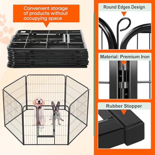 FDW Dog Playpen Dog Pen Dog Kennel 2 Panels 32 Inch Height Indoor Outdoor Folding Metal Portable Puppy Exercise Pen Heavy Duty Dog Fence for Yard Camping,Black - style: 2 Panels