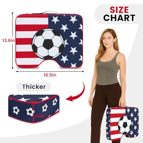 Stadium Seat Cushions 2 Pack - Portable Bleacher Cushions with 2.5-Inch Extra Thick High-Density Foam and Soccer Pattern - color: 2pack Soccer