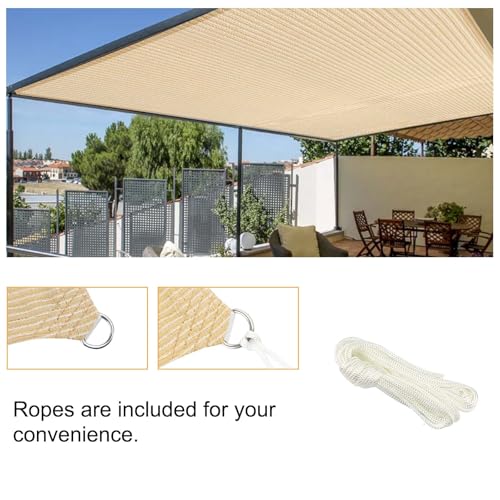 2' x 4' Beige Sun Shade Sail Straight Edge with Grommets UV Block & Water Permeable Canopy Cover for Patio, Garden, Backyard, Yard & Outdoor - color: Beige, size: 2' x 4'