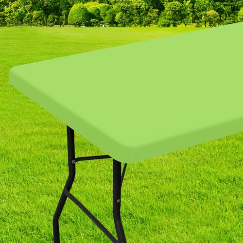 homing Rectangle Table Cloth Cover, Waterproof Polyester Elastic Fitted Tablecloth, Fits for 4 Foot Folding Tables, Washable Table Protector for Picnic, Camping, Outdoor (Lime Green, 24" x 48") - color: Lime Green, size: 48" x 24" (Rectangular)