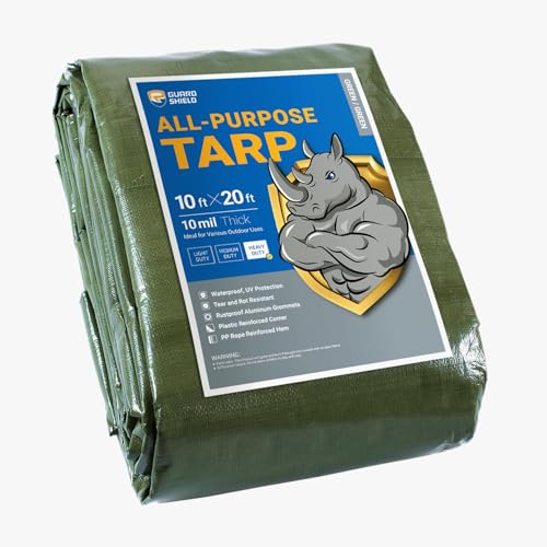 GUARD SHIELD Heavy Duty Tarp 10x20 Feet Green Multi Purpose Thick Waterproof Poly Tarp Cover 10mil - color: Green, size: 10x20