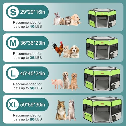 Dog Playpen, Portable Pet Play Pen for Cat, Puppies, Rabbits, Chickens, Foldable Large-Capacity Pet Tent for Indoor/Outdoor Travel Camping Green - color: Green, size: X-Large