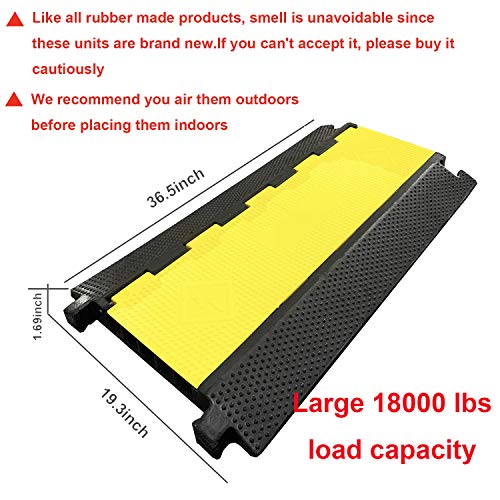 Reliancer 5 Channel Rubber Cable Protector Ramp Traffic Speed Bump 18000lbs Capacity Heavy Duty Cable Protective Cover Ramp Driveway Hose Cord Track Protector Wires Concealer w/Flip-Open Top Cover - size: 1 Pack 5-Channel
