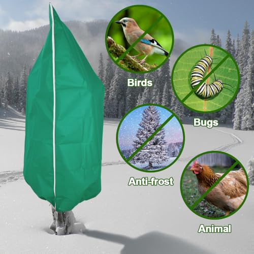 Plant Covers for Cold Nights, Frost Protection Cover for Outdoor Plants 47.2''×70.8'' Reusable Drawstring Zipper Plant Cover for Spring Frost, Shrubs, Small Trees & Potted Plants (2 Pack) - size: 47.2"×70.8"