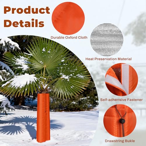 2Pcs Palm Tree Trunk Protectors(Dia 7.9") - 3 Layers Thermal Winter Tree Trunk Freeze Covers with Drawstring for Winter Tree Protection,Plant Trunk Covers Freeze Protection for Outdoor Cold Weather