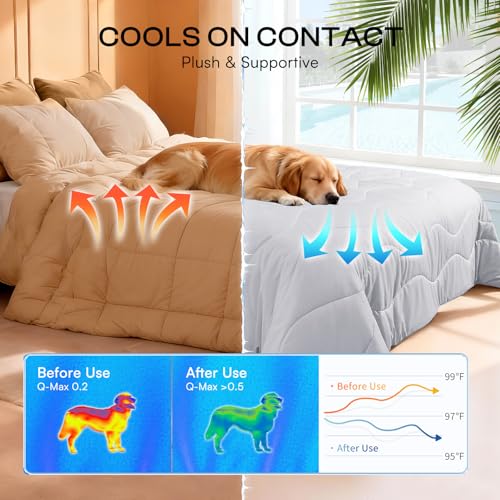Luciphia Premium Cooling Dog Blanket Washable Q-MAX>0.5 Small Medium Large Pet Mat Puppy Cat Self-Cooling Soft Breathable Calming Throw for Sofa Crate Bed (Light Grey,60x80 inches) - color: Light Grey, size: 60x80 inches