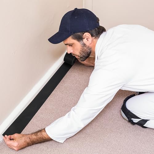 Cable Floor Strip Cord Cover Floor Cable Protector Carpet Management, Keep Cables Organized, Protect Cords and Prevent a Trip Hazard, 3 Inch x 10 Feet (60 Feet, Black) - color: Black, size: 60 Feet