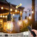 50FT S14 Outdoor String Lights, 32+2 Shatterproof Bulbs 2W, 1.5FT Spacing IP65 Waterproof| Dimmable with Remote, Heavy-Duty, Include Screw & Zip Ties for Patio Backyard Holiday Outside - size: 50 FT with 32+2 Bulbs (1.5FT Bulbs Apart)