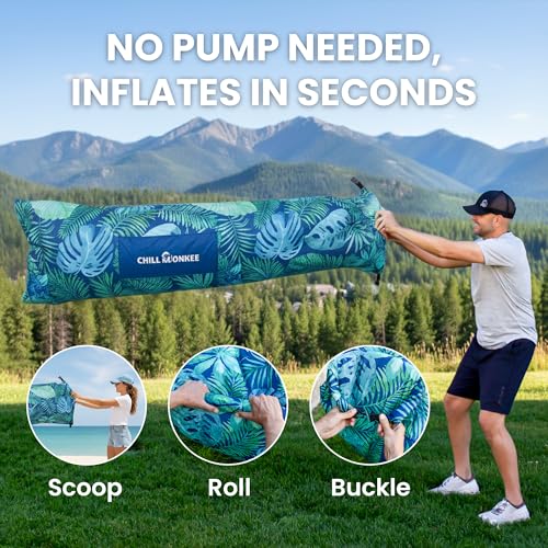 Portable Inflatable Lounger for Beach & Camping – Self-Inflating Air Couch, Beach Sofa, and Outdoor Lounge Chair for Relaxation and Comfort - color: Island Tropical
