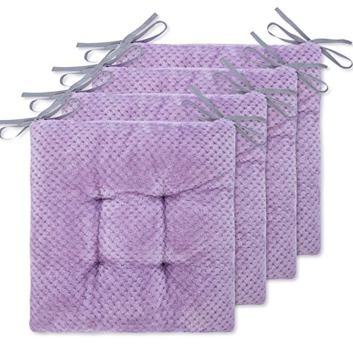 WONDER MIRACLE 4 Pack Seat Cushion/Chair Cushion Pads for Dining Chairs, Office Chair, Car, Floor, Outdoor, Patio，Machine Wash & Dryer Friendly (F&F 16"×16", Lavender) - color: Lavender, style: F&F 16"×16"
