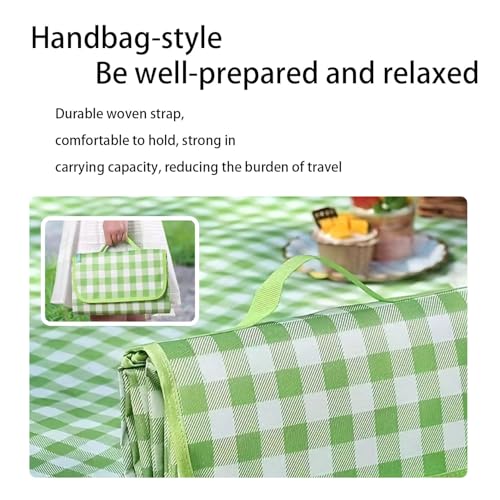 Super large Portable Thin Waterproof Beach Blanket, Suitable for Outdoor Camping use, 78x78 inch Foldable Outdoor mat, Suitable for Camping, Parks, Families, Adults, Children, and Pets (Green XXL ) - color: Green