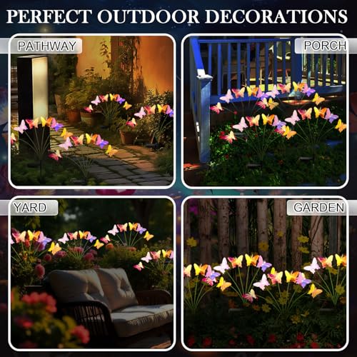 4 Pack Solar Butterfly Lights Outdoor Garden, 6 Head Solar Swaying Pathway Stake Lights Waterproof for Yard Lawn Patio Walkway Landscape Decor - style: Butterfly