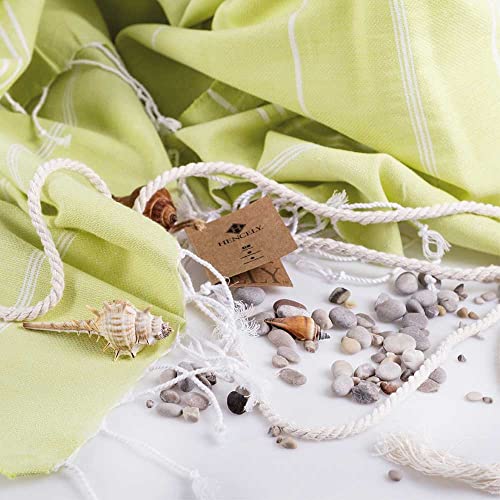 Hencely Turkish Beach Towel 37x68 Oversized, Sand-Free, Quick-Dry, Lightweight - Travel Essential for Pool & Bath - Striped 100% Cotton Bathroom Towels Accessories Gift (Pistachio) - color: Pistachio