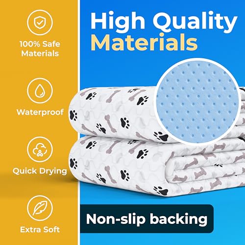 GREEN LIFESTYLE Washable Pee Pads for Dogs - Waterproof Reusable Puppy Pads with Anti-Slip Backing, Pet Training Pad for Puppy Playpen, Crate, Whelping Box, Potty Training (Pack of 2 - 48x48) - size: 48x48