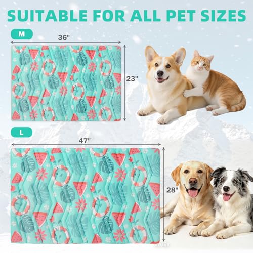 PUPTECK Dog Cooling Mat, Reversible Cooling & Warm Pet Cooling Mat, 48"x28" Thick Soft Dog Cool Bed for Hot Summer, Rapid Cooling Washable Kennel Crate Pet Bed, Lake Blue Hawaii - color: Lake Blue, size: L (48"x28")