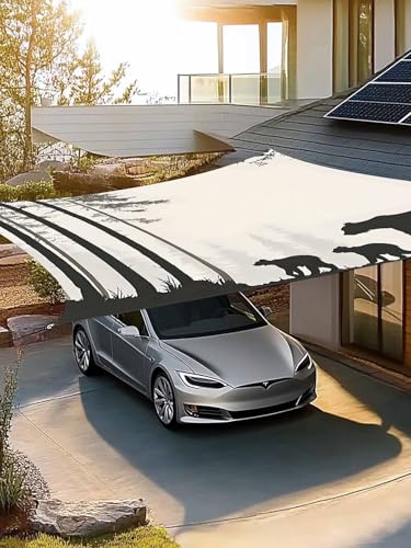 Abstract Sun Shade Sail 14' x 18' Forest Walking Bear Silhouette Natural Scenery Waterproof Sun Shade Rectangle UV Block Canopy Awning Outdoor Sunshade for Patio Porch Pergola Deck Backyard Garden - color: Khaki Black, size: 14' x 18'