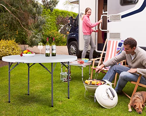 ZenStyle Folding Table, Indoor Outdoor Portable Plastic Dining Card Table Utility Table for Camping Dining Event Party, White (Round, 48"x48") - size: 48"x48"