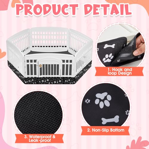 Marsui Dog Playpen Bottom Pad Fits for 36inch W and 24inch H 6 Panels Exercise Pet Dog Mat Puppy Crate Pad Reusable Washable Pet Training Pee Mat Hoop and Loop Design, Playpen Not Included(Black) - color: Black