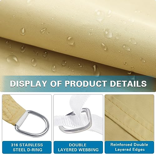 Amagenix Waterproof Sun Shade Sail 10'X10' Sand Shade Canopy Curved Edge 95% UV Blocking Awning Shelter for Outdoor Patio Backyard Garden Activities,Customized - color: Sand, size: 1 0' X 1 0', style: Waterproof Rectangular