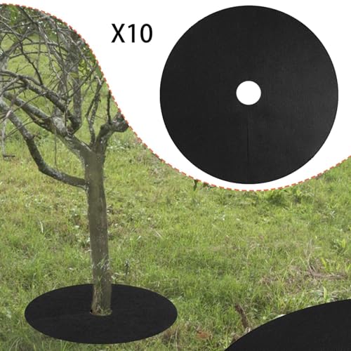 10Pcs Tree Weeding Barrier Mats Ground Covers Tree Protection Mats for Landscaping, Black - color: black