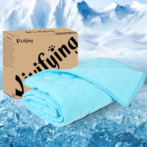 Vivifying Cooling Blanket for Dogs, Q-MAX>0.5 Waterproof Reversible Dog Cooling Mat, Soft Pet Throw Cooling Mat for Couch, Bed, Crate, Car Seat, Breathable Summer Cat Bed Blanket 30 x 40 Inches - size: M(30"x40")
