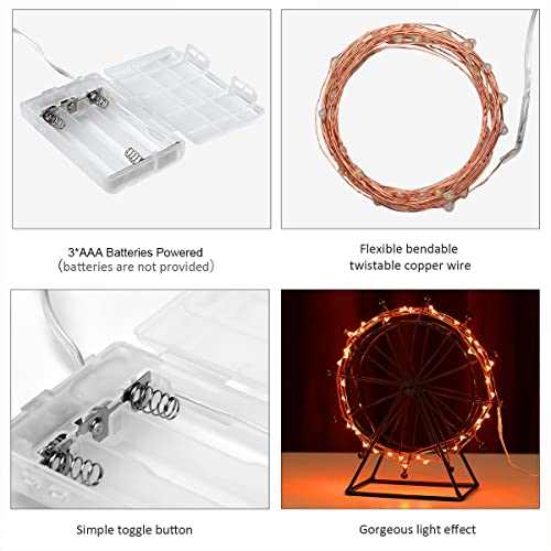 Ariceleo Mini Halloween Fairy Lights Battery Operate, 1 Pack Copper Wire Night Lights 3*AAA Battery Powered Led Starry Fairy String Lights for Bedroom, Christmas, Party, Decoration(5m/16ft Orange) - color: Orange, size: 1 Pack