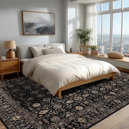 Ruaruarug Area Rug Non Slip Machine Washable Ultra Soft Living Room/Bedroom/Kitchen/Outdoor/Classroom Black Gold, 8'×10' - color: Black Gold, size: 8' x 10' (Rectangular)