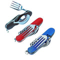 6-in-1 Multi-Function Camping Utensil Flatware Set Detachable Spoon Fork Knife Combo Mess Kit with Carrying Pouch(Black + Blue + Red) - color: Black + Blue + Red