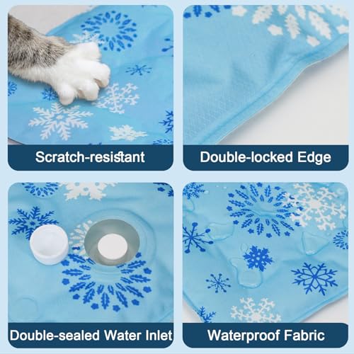 Cooling Mat for Dogs and Cats, Foldable Gel Cooling Mat with Ice Crystal Powder, Blanket Water Injection Cool Pet Pad for Cat Indoor Outdoor Summer Use, 11.8” X15.7” - size: Small