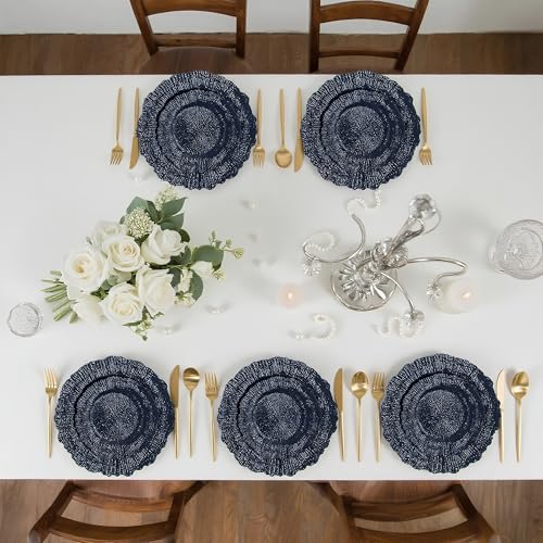 DaYammi 60Pcs Blue Plastic Plates - Dark Blue Pates Disposable - Heavy Duty Plastic Plates for Party Including 30 Dinner Plate, 30 Dessert Plate,blue Disposable plates for Party Wedding Dinner - color: Dark Blue