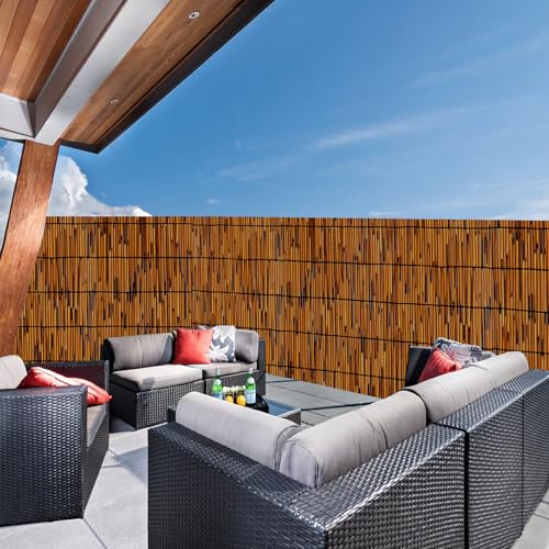 Natural Reed Fencing 6FT X 16.4FT Reed Fence 6FT High Balcony Reed Fence Privacy Reed Screen for Outdoor Backyard Patio(Brown) - size: 1 Pack 6FT×16.4FT