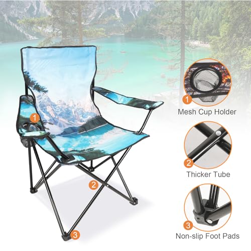 Northroad Camping Chair Portable Camp Chair, Folding Lawn Chair with Cup Holder for Outdoor Camping, Hiking, Travel, Patio, Beach, Picnics - color: Light Blue