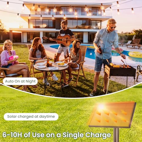 Svater Solar Outdoor String Lights 30 FT, G40 Patio Lights Shatterproof Dimmable Vintage Edison Bulbs, Solar Powered Weatherproof Light for Patio, Backyard, Garden, Bistro, Warm White - size: 30FT