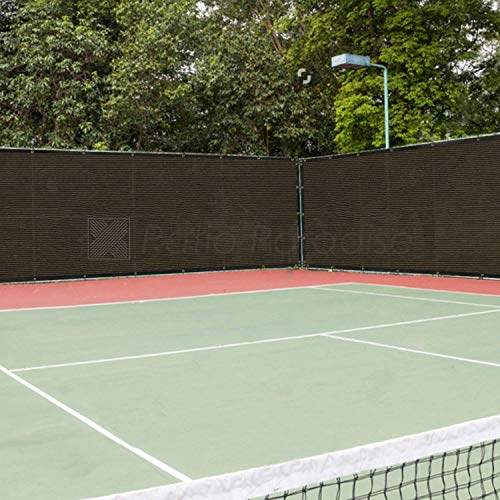 Patio Paradise 4' x 50' Brown Fence Privacy Screen, Commercial Outdoor Backyard Shade Windscreen Mesh Fabric with brass Gromment 85% Blockage