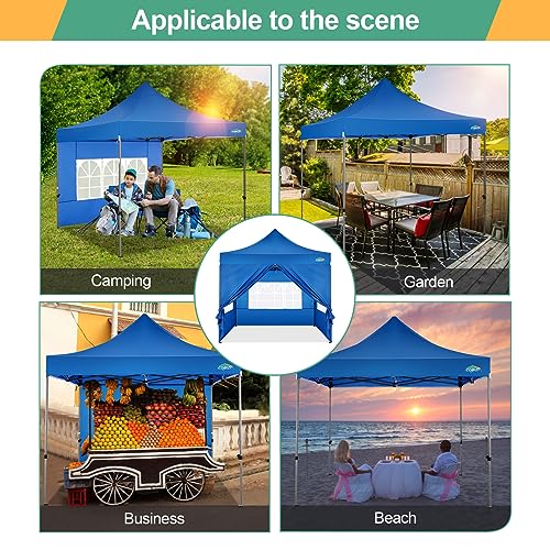 COBIZI 10x10 Pop Up Canopy with Sidewalls Heavy Duty Party Tent with Removable Awning Easy Up Outdoor Canopy Wedding, All Season Windproof&Waterproof with Roller Bag UPF 50+, Blue - color: Blue, size: 10x10 With 4 Sidewalls