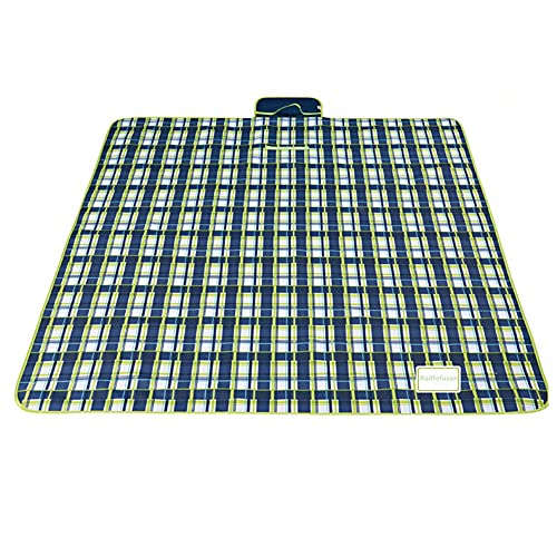 Foldable Picnic Blankets Large Thick Waterproof Sandproof Beach Blanket Sandproof Outdoor Mats for Camping Hiking Grass Travelling Park Outing 57 x 70.86 inch Blue Plaid - size: 145 cm x 180 cm