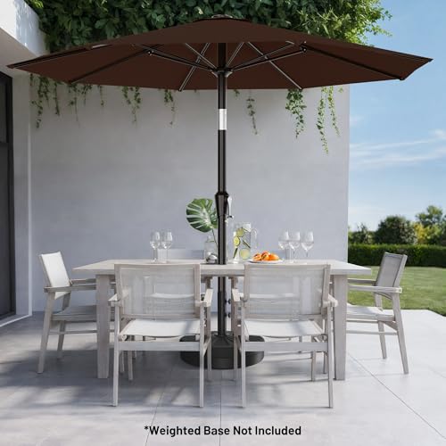 AreShark 10 FT Outdoor Patio Umbrella, Patio Table Umbrella with Push Button Tilt and Crank, Outdoor Patio Umbrellas with 8 Fiberglass Ribs, Patio Umbrellas for Market, Garden, Pool (Brown) - color: Brown