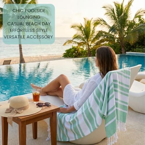 Turkish Beach Towels Set of 4 - Oversized Cotton Beach Towels 40X70 inch - Sand Free Quick Dry Beach Blanket for Adults - Extra Large Towels for Beach Bath Pool Yoga Travel - Aqua Blue - color: Aqua, size: 4 Pack