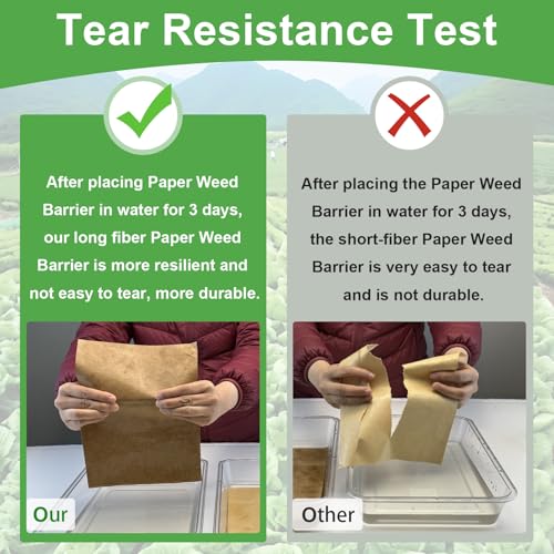 Biodegradable Paper Weed Barrier Roll, Thickened Tear Resistance Garden Weed Barrier Heavy Duty Garden Paper Weed Control Landscape Paper Mulch Weed Mat for Outdoor Garden Lawn (4 x 100 FT) - size: 4 x 100 FT