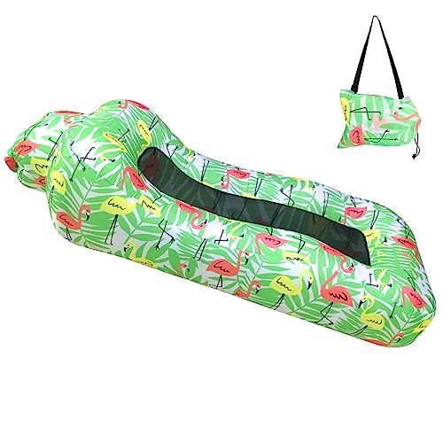 ele ELEOPTION Outdoor Inflatable Camping Couch Waterproof Portable Blow Up Air Sofa Chair Lounger for Backyard Beach Traveling Camping with Compression Sacks (Firebird Print) - color: Firebird Print